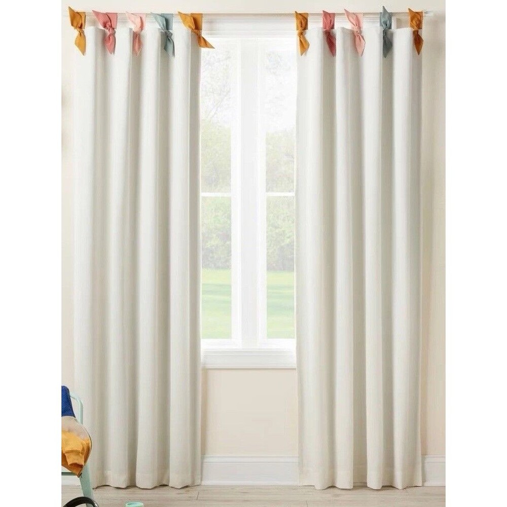 Pillowfort Kids Tie Top Curtain Panel White 42 x 63 Read